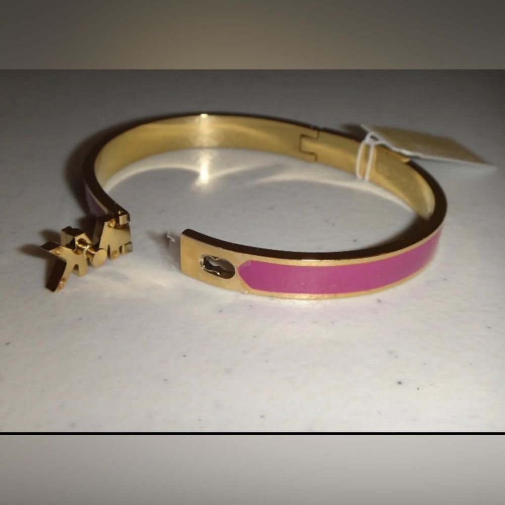 Michael Kors Haute Rose Gold Hot Pink Enamel Bangle Bracelet MKJ7705710 + MK BOX - Picture 9 of 13